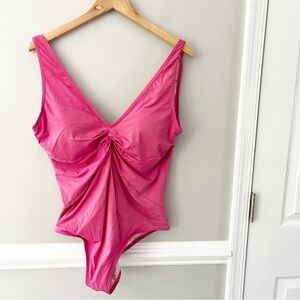 Sundance Pink One Piece Twist Front Barbiecore Bathing Swim Suit Size